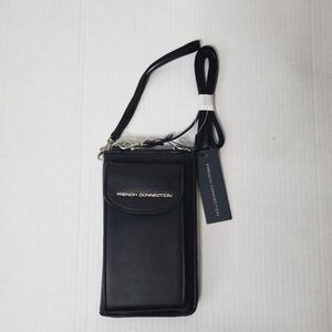 French Connection Womens Crossbody Bag Wrislet Black Wallet Phone Holder